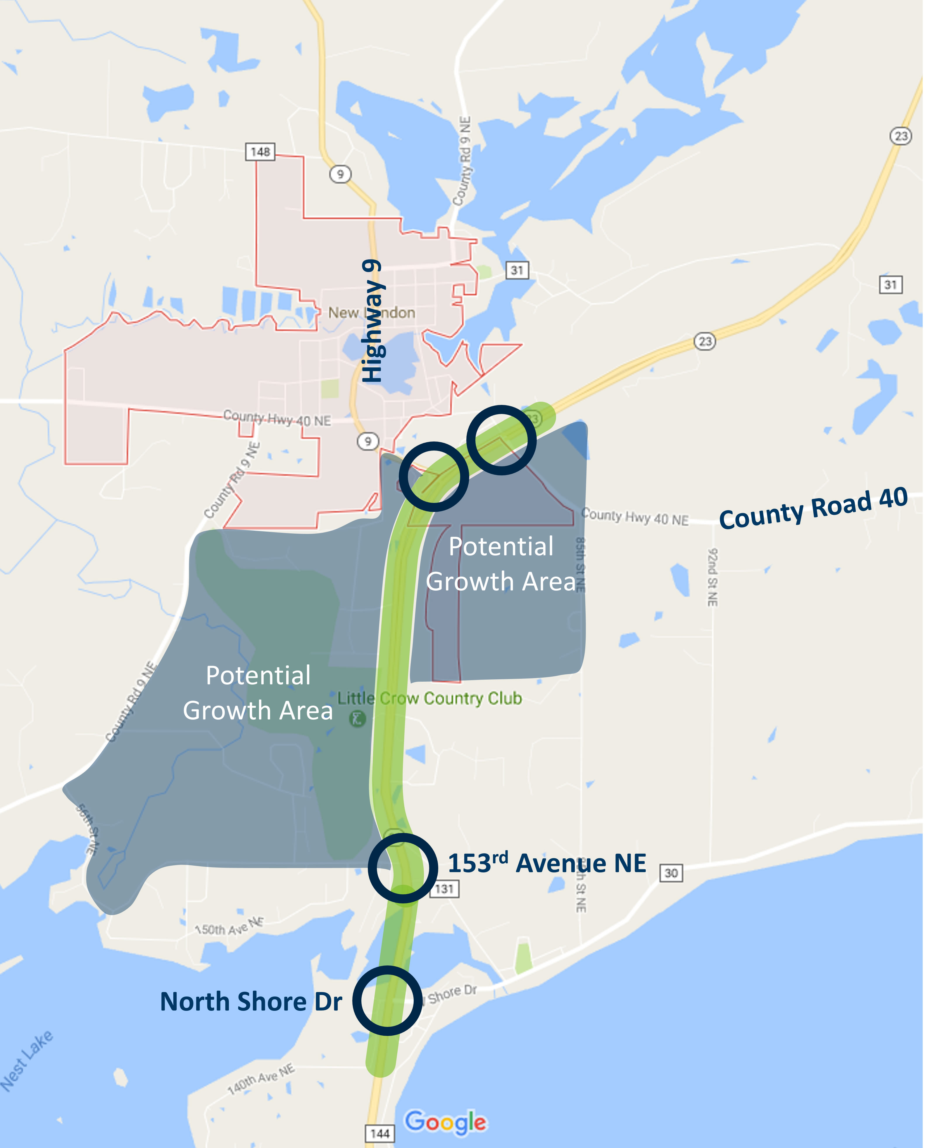 map of intersections included in the safety assessment
